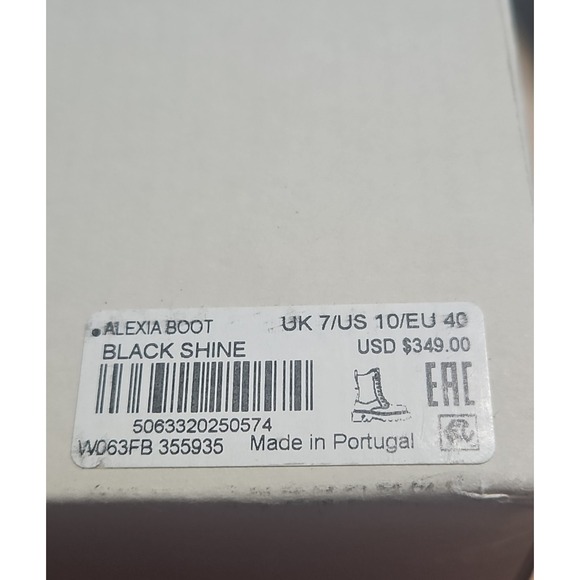 AllSaints  Alexia Boot Black Shine lace up  zipper leather combat boots woman 10 - Picture 10 of 10